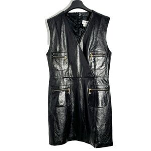 Black leather sheath dress with zipper details - Bloomingdale’s